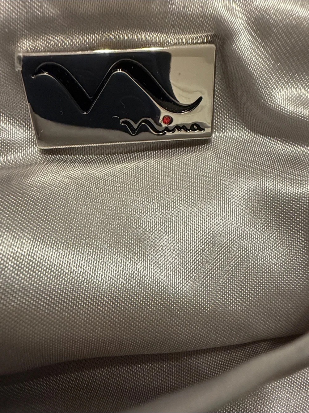 Nina Charcoal Velvet Ruched Evening Clutch with Silver Chain